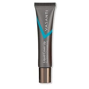 VASANTI Liquid Cover-Up Foundation & Concealer in 1 (LV0) - Full Coverage for Oily Dry Acne Prone Skin