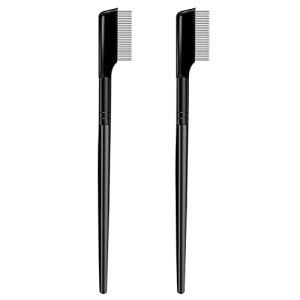 Minkissy Eyelash and Eyebrow Combs Metal Teeth Lash and Brow Makeup Brush
