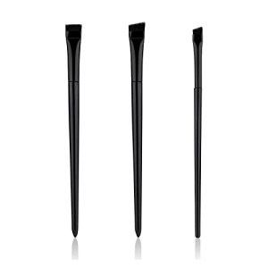 3pcs Eyeliner Brush Kit, Flat Thin Beveled Angled Brow Brush Black
