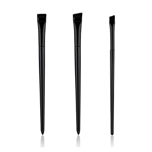 3pcs Eyeliner Brush Kit, Flat Thin Beveled Angled Brow Brush Black