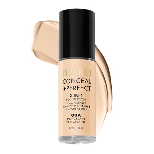 Milani 2-In-1 Foundation + Concealer, Porcelain, 1 Fl Oz