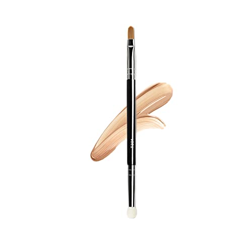 Ksvsonrvi Double-ended Concealer Brush, Under Eye Mini Dual End Brush with Sponge Synthetic Bristle