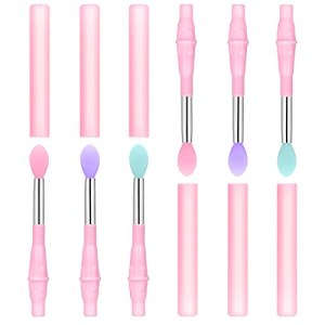 Songaa Silicone Lip Brush 6 Pack, Lip Applicator Makeup Brushes with Cap, Mint Green, Purple, Dark Pink