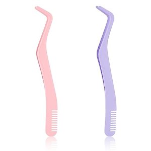 Eyelash Tweezers Set, Stainless Steel, Light Purple, Light Pink, LUTER