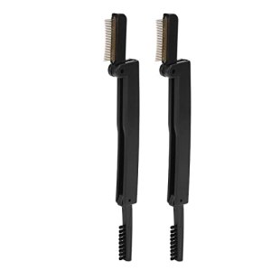 Portable Folding Eye Lash Brow Comb, Metal Teeth Dual Sided Eyebrow Grooming Brush, 2pcs