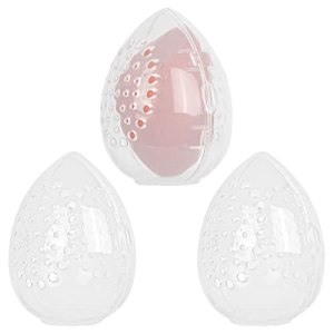 Linkidea Dry Beauty Blender Storage Box 3 Pack, Protective Case, Reusable Carrying Case, Clear