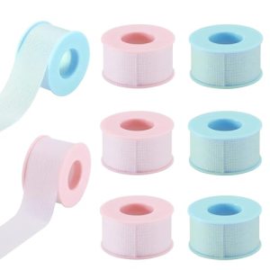 Eyelash Extension Tape, Pink Blue Silica Gel Non-woven Fabric Lash Adhesive Tape S (Pink & Blue-Small)