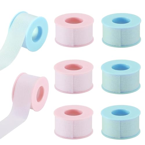 Eyelash Extension Tape, Pink Blue Silica Gel Non-woven Fabric Lash Adhesive Tape S (Pink & Blue-Small)