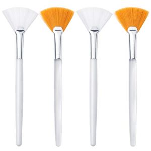 4 Pcs Facial Brushes Fan Mask Brush, Soft Applicator, Yellow Stocking Stuffers