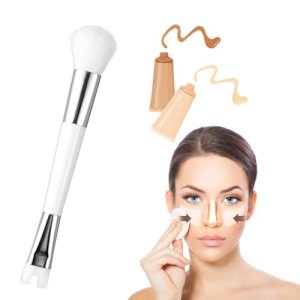 Contour Brush U Shape Double Ended Makeup Brush White Synthetic Fiber