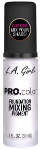 L.A. Girl Pro.matte Mixing Pigment - White, 1 fl. oz. Lighten Foundation, Blendable, Highly Pigmented