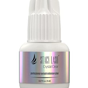 Crystal Clear Eyelash Extension Glue - Stacy Lash (0.17fl.oz / 5ml) 1 Sec Drying Time, 8 Weeks Retention, Professional Use Only