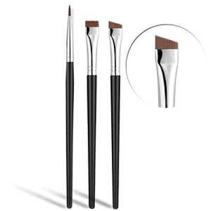 Fine Angled Eyeliner Brush, JASSINS Ultra thin Precision Eye Liner Makeup Brushes Set, Synthetic Bristles (3 Pcs)