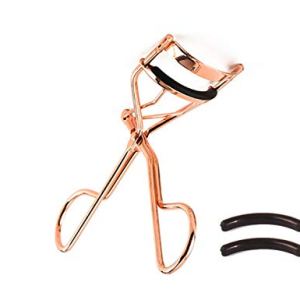 Professional Makeup Tool For Eyelashes With 2 Replacement Silicone Refill Pads, Golden Color