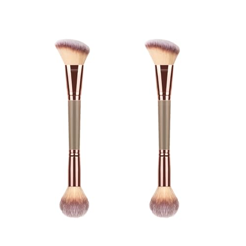 Double Ended Makeup Brushes for Liquid and Powder Cosmetics, Foundation Concealer and Blending Brush, Premium Quality Synthetic Dense Bristles, BRBASAP