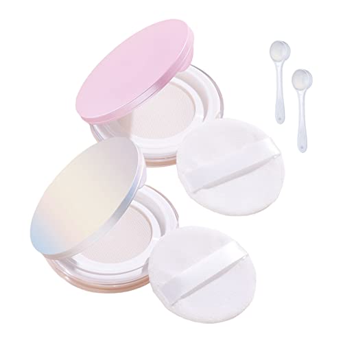 YIQXKOUY 2 Pack 5g Slim Powder Box with Puff, Mirror and Elasticated Net Sifter