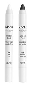 NYX Jumbo Eye Pencil Set 604, 601 Milk, Black Bean - 5g (Pack of 2)