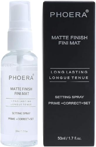 Phoera Makeup Setting Spray Matte Finish 3-in-1 Primer Corrector Long Lasting16Hr Wear