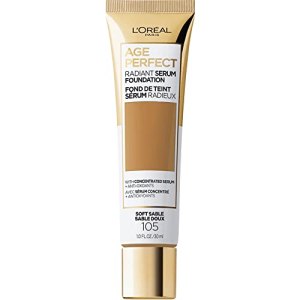 L’Oréal Paris Age Perfect Radiant Hydrating Serum Foundation, Vitamin B3, Soft Sable, SPF 50