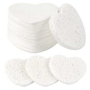 Facial Sponges Compressed Natural Cellulose Heart Shape 50 Count / 1 - Pack, White