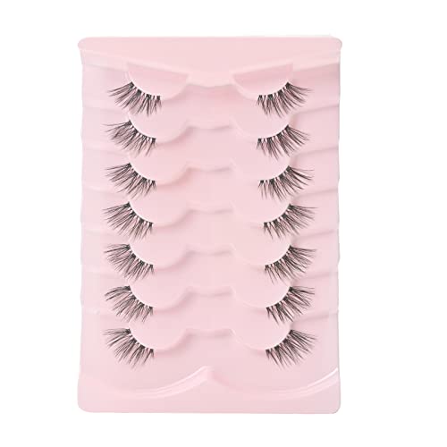 Half Lashes Wispy 3D Faux Mink Natural Look Clear Band 7 Pairs C03 - Image 2