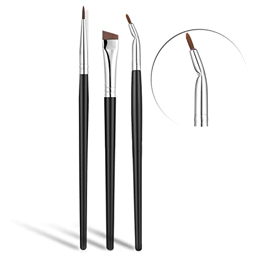 Eyeliner Brushes Set, JASSINS Fine Angled Eyeliner Brushes, Precision Gel Eye Liner Ultra Fine Bent Makeup Brush, 3PCS