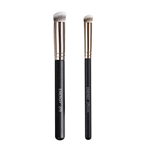 ENERGY 2 Count Concealer Brushes Set Professional Perfect For Blending Liquid Cream or Flawless Powder Cosmetics