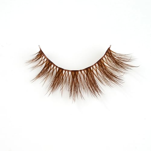 Brown False Eyelashes 3D Clear Band Cat Eye Wispy Lashes Natural Look Short Soft Reusable (5 Pairs-B200) - Image 12