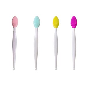 4 PCS Lip Scrub Brush, Double-Sided Silicone Exfoliating Brush for Men and Women, Mixed Colors