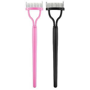 2PCS Eyelash Comb Separator Eyebrow Mascara Brush Applicator Metal Tools for Women