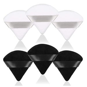 Makeup Powder Puffs Pure Cotton Small Triangle Puff for Foundation, Loose Powder, Blush in Black & White