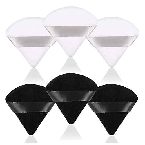 Makeup Powder Puffs Pure Cotton Small Triangle Puff for Foundation, Loose Powder, Blush in Black & White