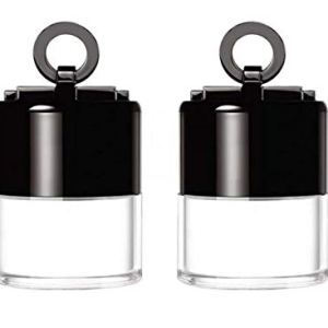 Plastic Powder Case Face Powder Jar Container with Sifter Black Lid and Powder Puff for Blusher Makeup