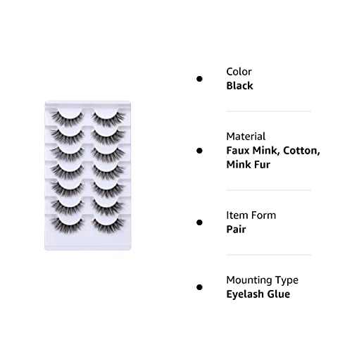 JIMIRE Faux Mink Eyelashes Russian Strip Natural Look Wispy Light 13MM 7 Pairs - Image 12