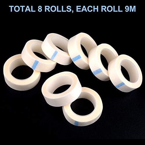 KUUQA 8 Rolls Eyelash Tape White Adhesive Fabric Lash Tape 9M Each roll - Image 12
