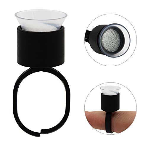 Tattoo Ink Ring Cups - 50Pcs Microblading Pigment Glue Rings with Sponge Ink Cups Caps Permanent Makeup Tattoo Eyelash Eyebrow Extensions Medium Holder - Image 3