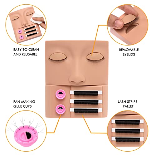 Lash Extension Mannequin Head Training Kit with 3D Realistic Eyelids - Image 2