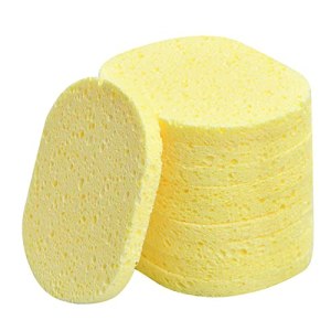 Facial Sponges, Natural Wood Pulp, 10.5cm, Yellow