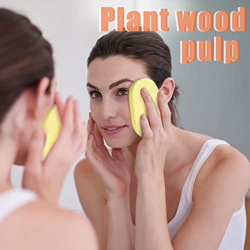 Facial Sponges, Natural Wood Pulp, 10.5cm, Yellow - Image 3