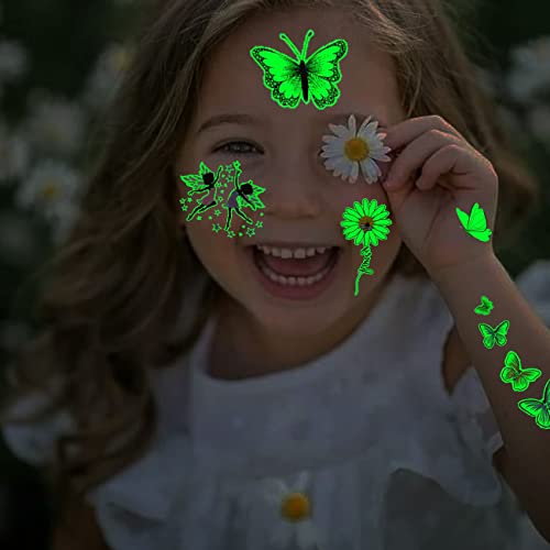 CHARLENT Luminous Butterfly Tattoos for Kids - 14 Sheets Glow in The Dark Butterfly Fairy Temporary Tattoos for Girls Birthday Party Favors - Image 3