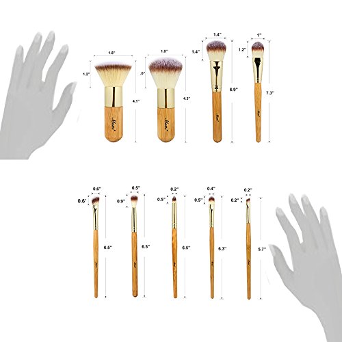 Matto 9-Piece Bamboo Makeup Brush Set with Travel Bag - Image 4