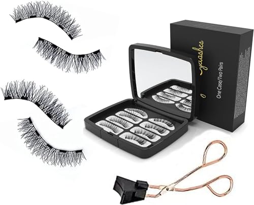 Dual Magnetic Eyelashes 8pcs, 5 Magnets Point Eye Lashes, No Glue Needed, 3D Reusable False Eyelashes with Applicator