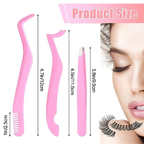 Eyelash Applicator Tool, 3 Pcs Stainless Steel Lash Tweezers, for Girls, Women, Makeup Artists (Black) - Image 5