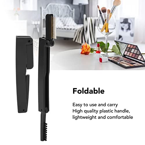 Portable Folding Eye Lash Brow Comb, Metal Teeth Dual Sided Eyebrow Grooming Brush, 2pcs - Image 2
