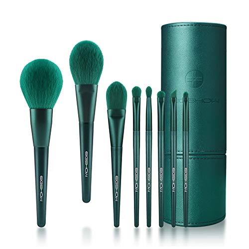 Eigshow Premium 8pcs JadeGreen Makeup Brush Set Synthetic Cosmetics Foundation Powder Concealers Blending Eye Shadows Face Kabuki