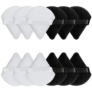 KLEBREIS 12 Pieces Makeup Powder Puff, Soft Face Triangle Puff, Black & White, 7x6.5 cm