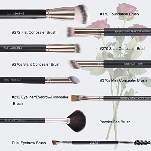 ENERGY Angled Flat Concealer Brush for Under Eye, Nose Contour, Liquid Foundation, Press Powder Palette - Image 16