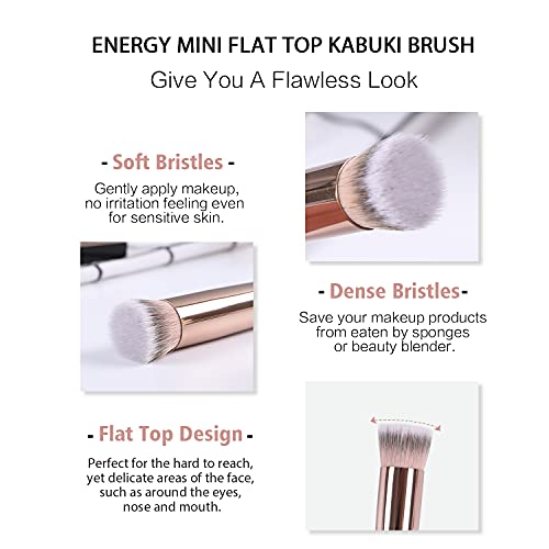 ENERGY Mini Flat Top Kabuki Foundation Brush - Under Eye Concealer Brush with Vegan Bristles - Image 2