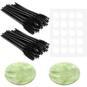 Eyelash Extension Jade Stone Holder with 50 Mascara Brushes Wands