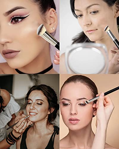 Champagne Facial Brushes, Blush Highlighting, Loose Powder, Fan Mask, Soft Applicator Tools - Image 24